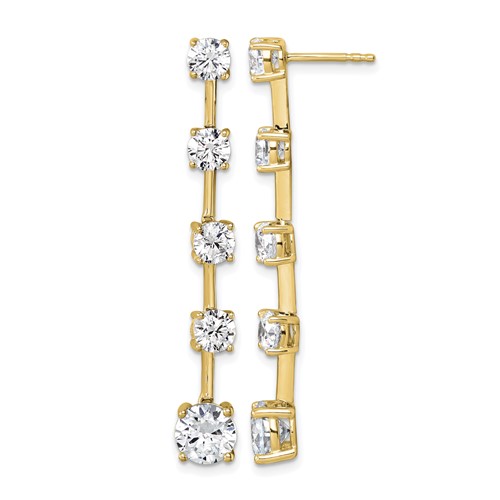 True Origin 14K Yellow Gold 5 Carat Lab Grown Diamond VS+ F+ Complete Round Post Graduated Dangle Earrings