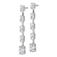 True Origin 14K White Gold 5 Carat Lab Grown Diamond VS+ F+ Complete Oval Post Graduated Dangle Earrings view 2