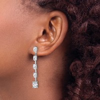 True Origin 14K White Gold 5 Carat Lab Grown Diamond VS+ F+ Complete Oval Post Graduated Dangle Earrings view 3