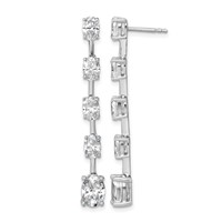True Origin 14K White Gold 5 Carat Lab Grown Diamond VS+ F+ Complete Oval Post Graduated Dangle Earrings view 1