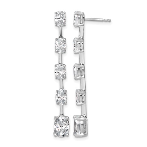 True Origin 14K White Gold 5 Carat Lab Grown Diamond VS+ F+ Complete Oval Post Graduated Dangle Earrings