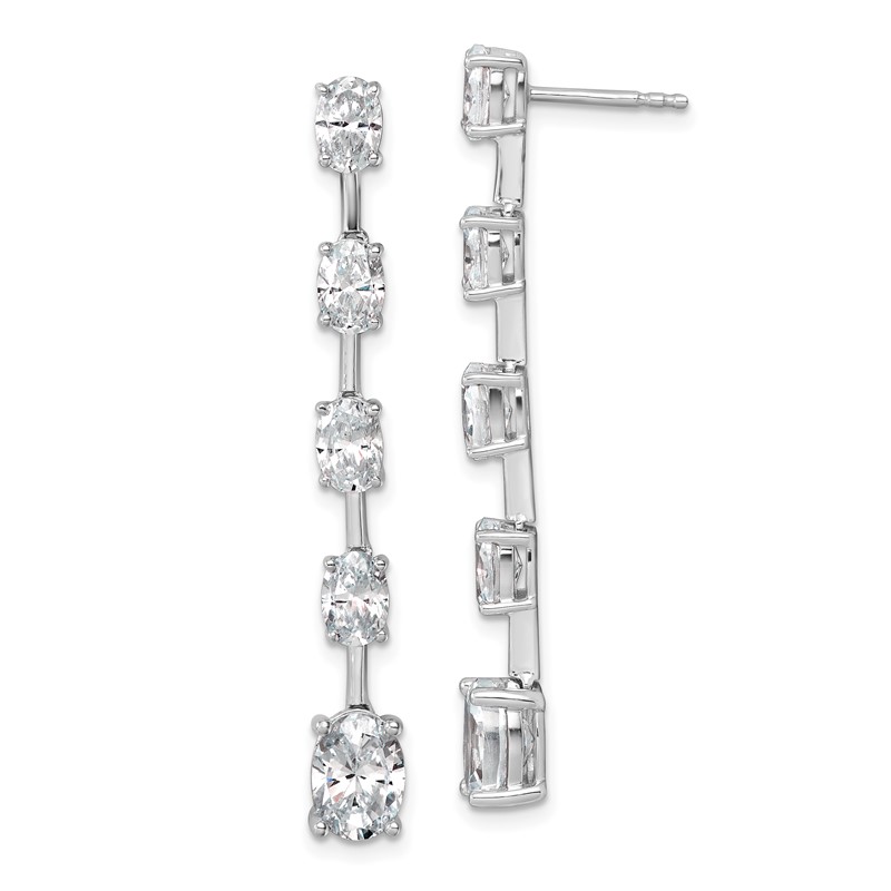 True Origin 14k White Gold Oval 5 carat Lab Grown Diamond VS DEF Post Dangle Earrings