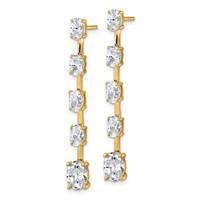 True Origin 14K Yellow Gold 5 Carat Lab Grown Diamond VS+ F+ Complete Oval Post Graduated Dangle Earrings view 2