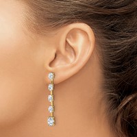 True Origin 14K Yellow Gold 5 Carat Lab Grown Diamond VS+ F+ Complete Oval Post Graduated Dangle Earrings view 3