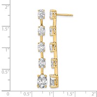 True Origin 14K Yellow Gold 5 Carat Lab Grown Diamond VS+ F+ Complete Oval Post Graduated Dangle Earrings view 4