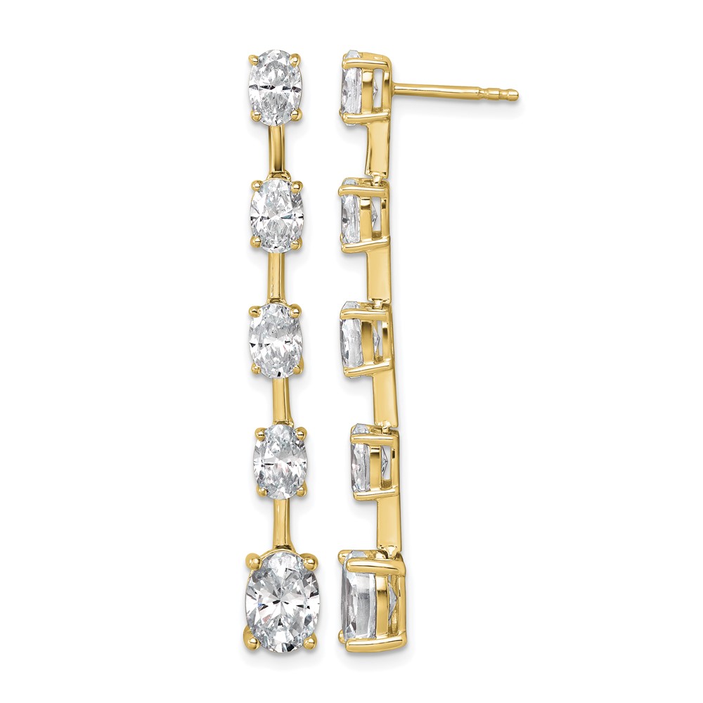 True Origin 14K Yellow Gold 5 Carat Lab Grown Diamond VS+ F+ Complete Oval Post Graduated Dangle Earrings