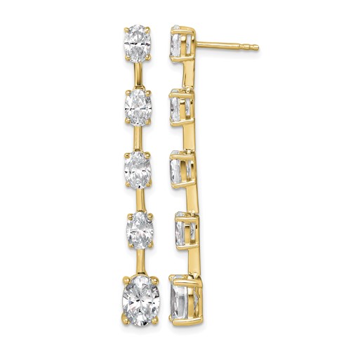 True Origin 14K Yellow Gold 5 Carat Lab Grown Diamond VS+ F+ Complete Oval Post Graduated Dangle Earrings