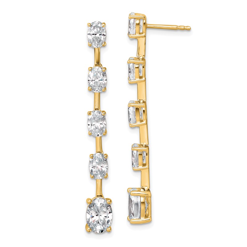 True Origin 14k Oval 5 carat Lab Grown Diamond VS DEF Post Dangle Earrings