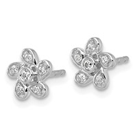 14K White Gold 0.12 Carat Lab Grown Diamond VS+ F+ Complete Flower Post Earrings view 2