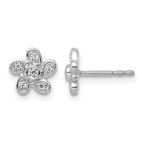 14K White Gold 0.12 Carat Lab Grown Diamond VS+ F+ Complete Flower Post Earrings view 1
