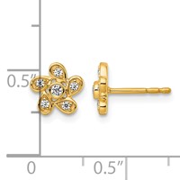 14K Yellow Gold 0.12 Carat Lab Grown Diamond VS+ F+ Complete Flower Post Earrings view 3