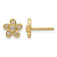14K Yellow Gold 0.12 Carat Lab Grown Diamond VS+ F+ Complete Flower Post Earrings view 1