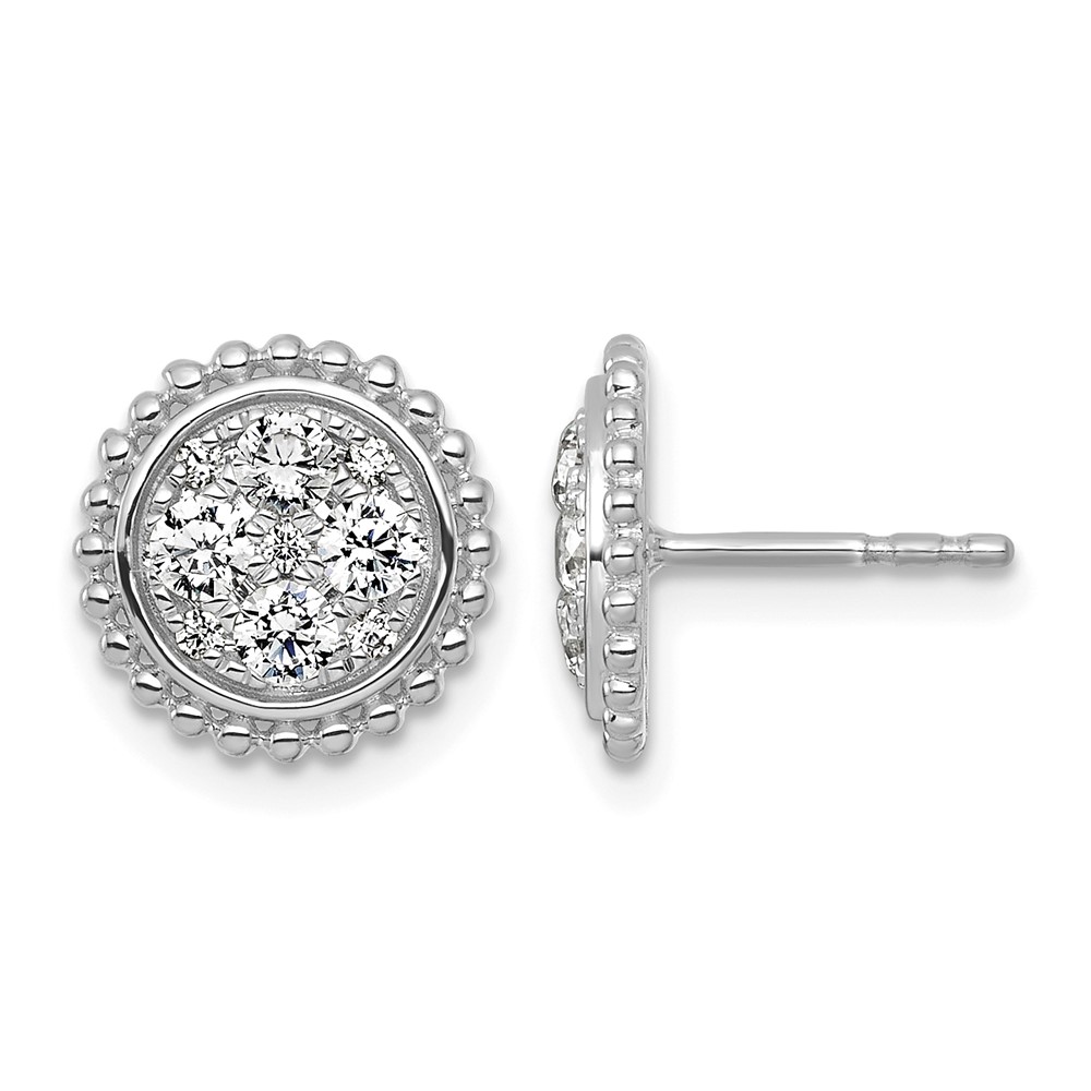 14K White Gold 0.75 Carat Lab Grown Diamond Vs+f+ Complete Cluster Post Earrings