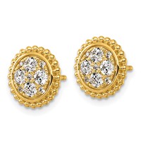 14K Yellow Gold 0.75 Carat Lab Grown Diamond Vs+f+ Complete Cluster Post Earrings view 2