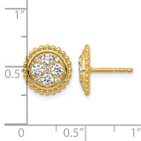 14K Yellow Gold 0.75 Carat Lab Grown Diamond Vs+f+ Complete Cluster Post Earrings view 3
