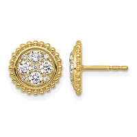 14K Yellow Gold 0.75 Carat Lab Grown Diamond Vs+f+ Complete Cluster Post Earrings view 1