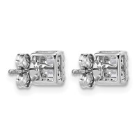 14K White Gold 0.62 Carat Lab Grown Diamond VS+ F+ Complete Princess Halo Post Earrings view 3