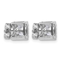 14K White Gold 1.33 Carat Lab Grown Diamond VS+ F+ Complete Princess Halo Post Earrings view 3