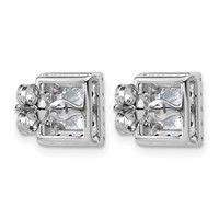 14K White Gold 2.50 Carat Lab Grown Diamond VS+ F+ Complete Princess Halo Post Earrings view 3