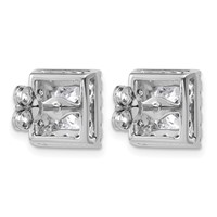 14K White Gold 3.88 Carat Lab Grown Diamond VS+ F+ Complete Princess Halo Post Earrings view 3