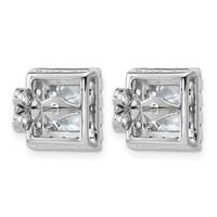 14K White Gold 5 Carat Lab Grown Diamond VS+ F+ Complete Princess Halo Post Earrings view 3