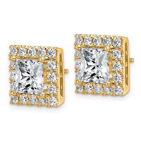 14K Yellow Gold 6.50 Carat Lab Grown Diamond VS+ F+ Complete Princess Halo Post Earrings view 2