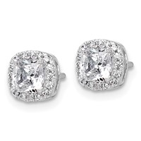 14K White Gold 1.17 Carat Lab Grown Diamond VS+ F+ Complete Cushion Halo Post Earrings view 2