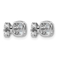 14K White Gold 1.17 Carat Lab Grown Diamond VS+ F+ Complete Cushion Halo Post Earrings view 3