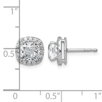 14K White Gold 2.33 Carat Lab Grown Diamond VS+ F+ Complete Cushion Halo Post Earrings view 3