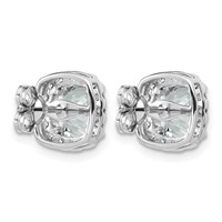 14K White Gold 3.62 Carat Lab Grown Diamond VS+ F+ Complete Cushion Halo Post Earrings view 3