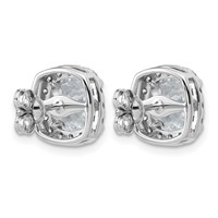 14K White Gold 4.62 Carat Lab Grown Diamond VS+ F+ Complete Cushion Halo Post Earrings view 3