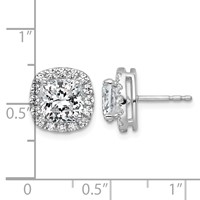 14K White Gold 4.62 Carat Lab Grown Diamond VS+ F+ Complete Cushion Halo Post Earrings view 4