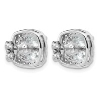 14K White Gold 5.88 Carat Lab Grown Diamond VS+ F+ Complete Cushion Halo Post Earrings view 3