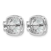 14K White Gold 7 Carat Lab Grown Diamond VS+ F+ Complete Cushion Halo Post Earrings view 3