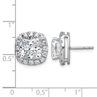 14K White Gold 7 Carat Lab Grown Diamond VS+ F+ Complete Cushion Halo Post Earrings view 4