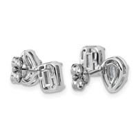 14K White Gold 2 Carat Lab Grown Diamond VS+ F+ Complete Emerald and Pear Two Stone Post Earrings view 3