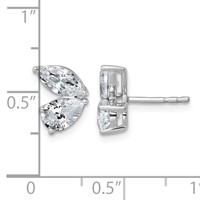 14K White Gold 2 Carat Lab Grown Diamond VS+ F+ Complete Marquise and Pear Two Stone Post Earrings view 4