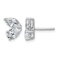 14K White Gold 2 Carat Lab Grown Diamond VS+ F+ Complete Marquise and Pear Two Stone Post Earrings view 1