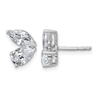14k White Gold 2 carat Lab Grown Diamond VS+ F+ Complete Marquise and Pear Two Stone Post Earrings