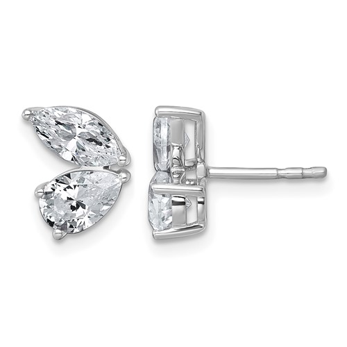 14K White Gold 2 Carat Lab Grown Diamond VS+ F+ Complete Marquise and Pear Two Stone Post Earrings