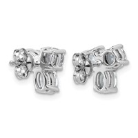 14K White Gold 1.88 Carat Lab Grown Diamond VS+ F+ Complete Cushion Round and Oval Three Stone Post Earrings view 3