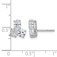 14K White Gold 1.88 Carat Lab Grown Diamond VS+ F+ Complete Cushion Round and Oval Three Stone Post Earrings view 4