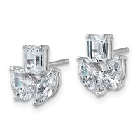 14K White Gold 2 Carat Lab Grown Diamond VS+ F+ Complete Emerald Marquise and Pear Three Stone Post Earrings view 2