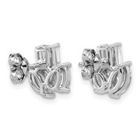 14K White Gold 2 Carat Lab Grown Diamond VS+ F+ Complete Emerald Marquise and Pear Three Stone Post Earrings view 3
