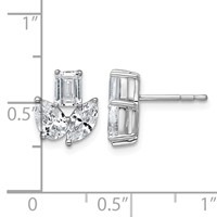 14K White Gold 2 Carat Lab Grown Diamond VS+ F+ Complete Emerald Marquise and Pear Three Stone Post Earrings view 4