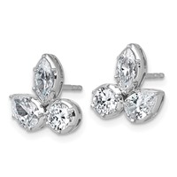 14K White Gold 1.88 Carat Lab Grown Diamond VS+ F+ Complete Pear Round and Marquise Three Stone Post Earrings view 2