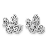 14K White Gold 1.88 Carat Lab Grown Diamond VS+ F+ Complete Pear Round and Marquise Three Stone Post Earrings view 3