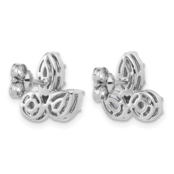 14k White Gold 1 7/8 carat Lab Grown Diamond VS+ F+ Complete Pear Round and Marquise Three Stone Post Earrings