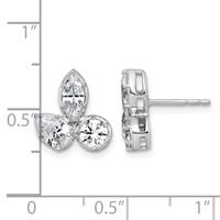 14K White Gold 1.88 Carat Lab Grown Diamond VS+ F+ Complete Pear Round and Marquise Three Stone Post Earrings view 4