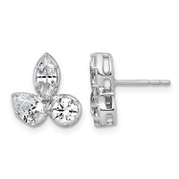 14K White Gold 1.88 Carat Lab Grown Diamond VS+ F+ Complete Pear Round and Marquise Three Stone Post Earrings view 1
